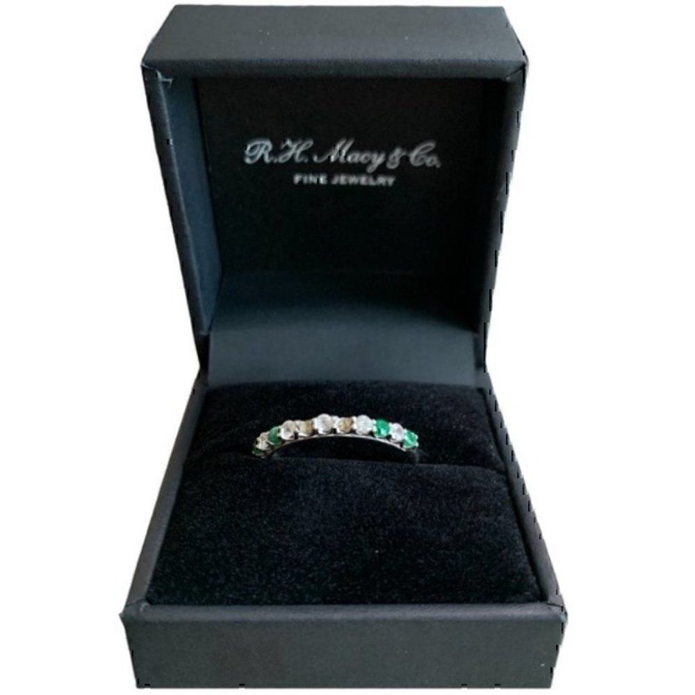 Emerald (1/4 ct. t.w.) & White Sapphire Ring (1/4 ct. t.w.) in 14k White Gold